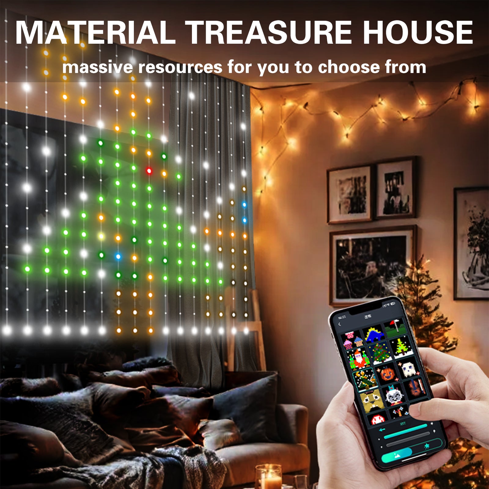 5ft RGB LED Smart Curtain Light – Remote and App-Controlled